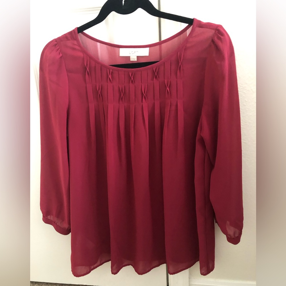 Burgundy Loft Sheer Blouse